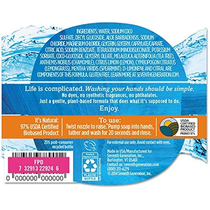 Seventh Generation LEMON/TEA TREE NATURAL HAND WASH (CARTON OF 8) - Image 3